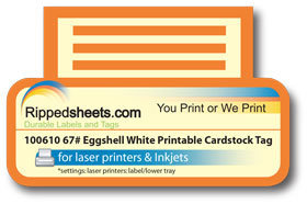 100610 - 67lb Matte White or Matte Eggshell Vellum Tag Printable Card Stock